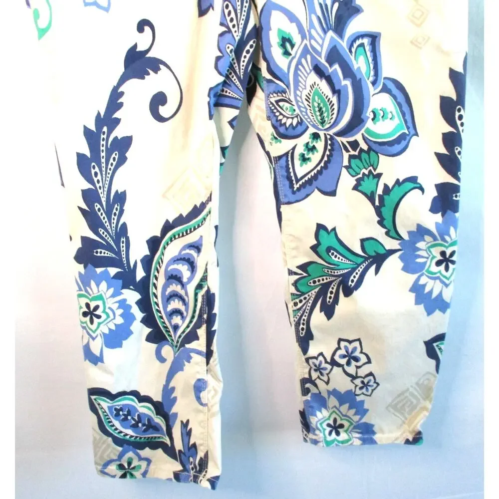 Chico's Women's Multi Color Floral Print Mid Rise Stretch Zip Crop Pants Size S. - Picture 3 of 10